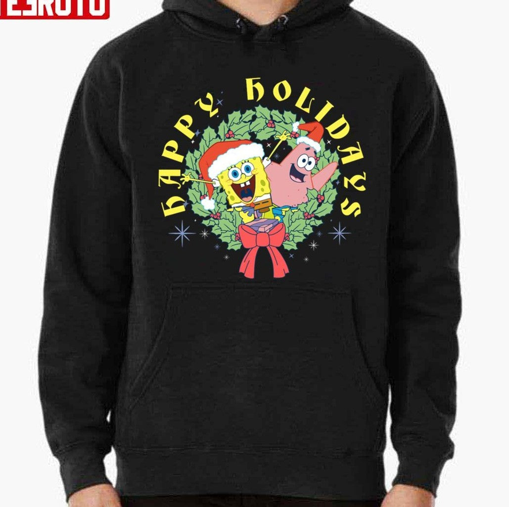 Patrick Happy Holidays Christmas Halloween Spongebob Unisex T-Shirt