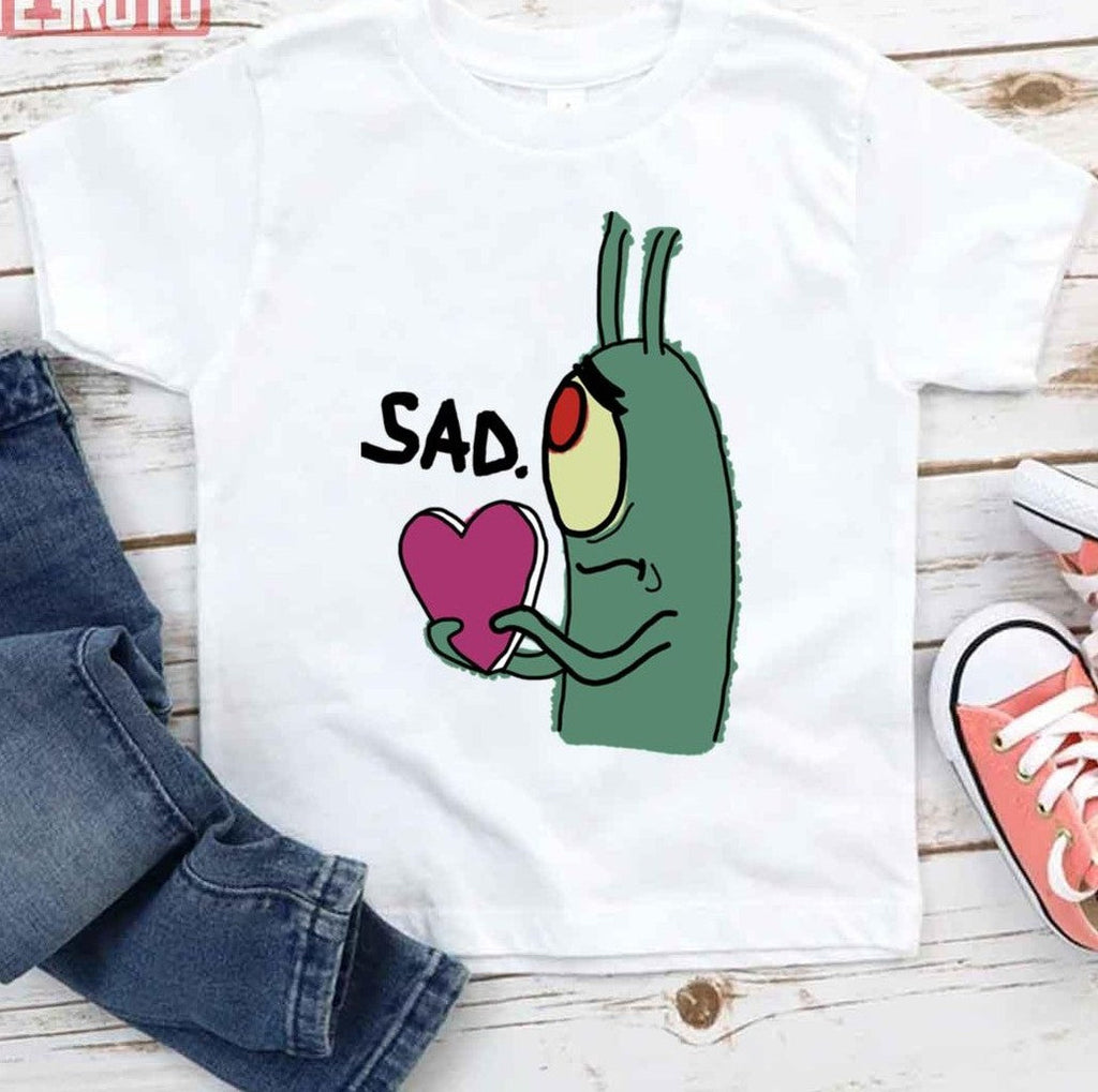 Sad Plankton With Pink Heart Spongebob Unisex T-Shirt