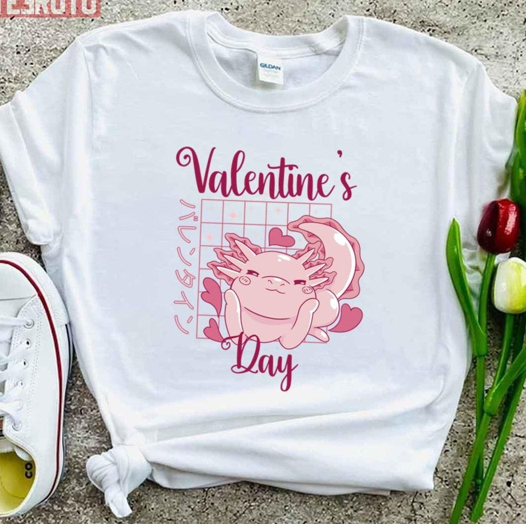 Axolotl Valentines Day Japanese Anime Axolotl Valentines Unisex T-Shirt