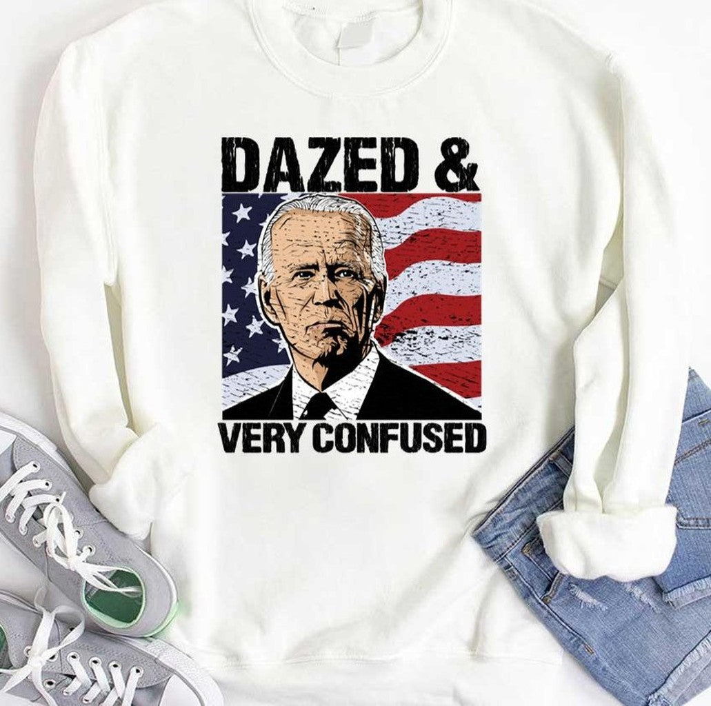 Biden Dazed And Very Confused Anti Joe Biden Us Distressed Flag Pro America Unisex T-Shirt