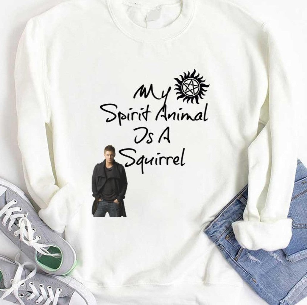 My Spirit Animal Is A Squirrel Part Deux Jensen Ackles Unisex Hoodie