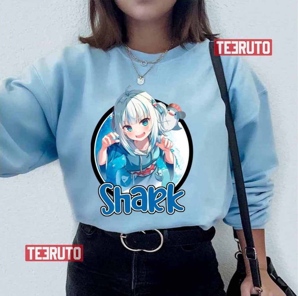 Round Shark Design Gawr Gura Hololive Unisex T-Shirt