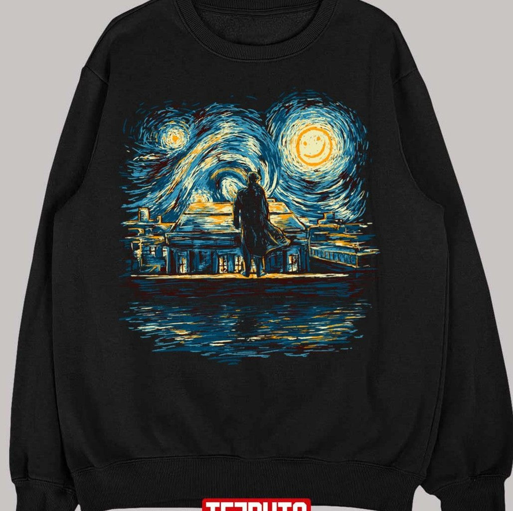 Starry Night Fall Sherlock Holmes Van Gogh Unisex T-Shirt