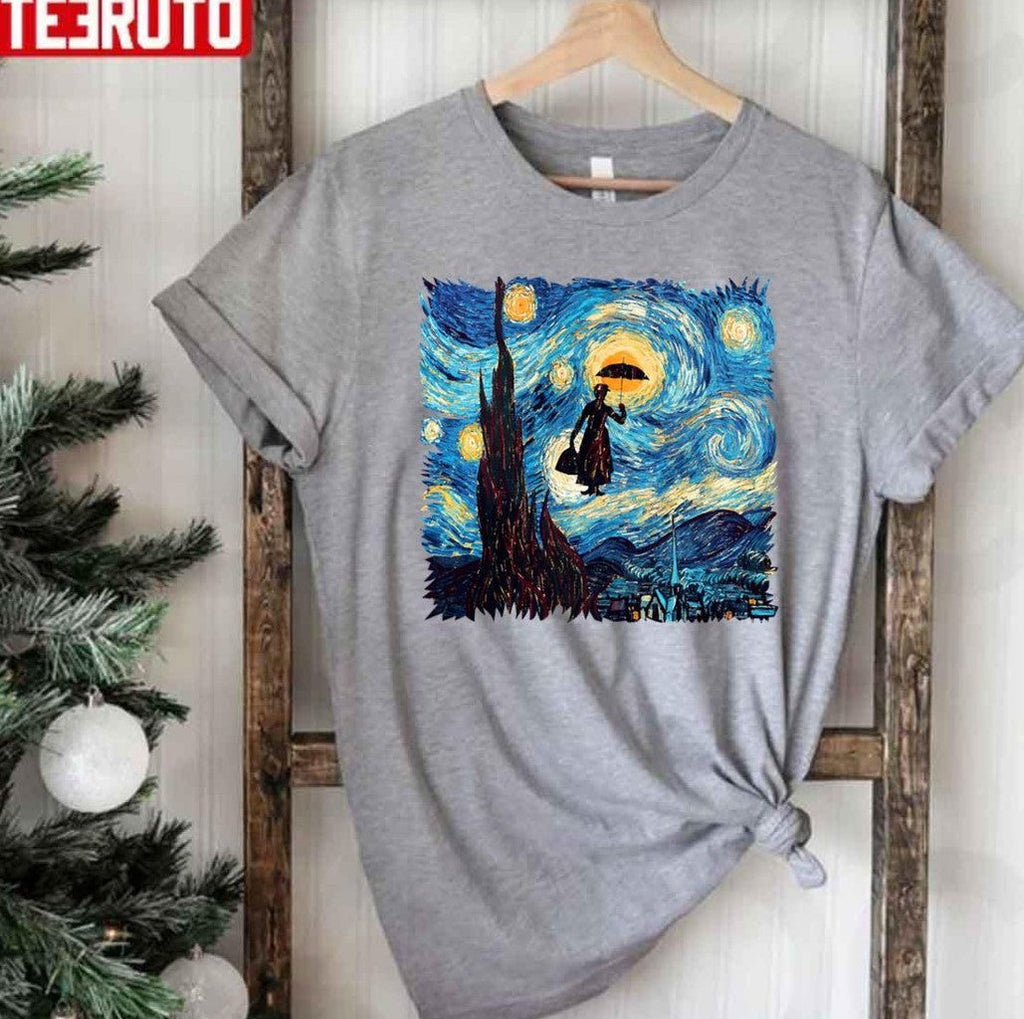The Flying Lady With An Umbrella Oil Painting Unisex T-Shirt