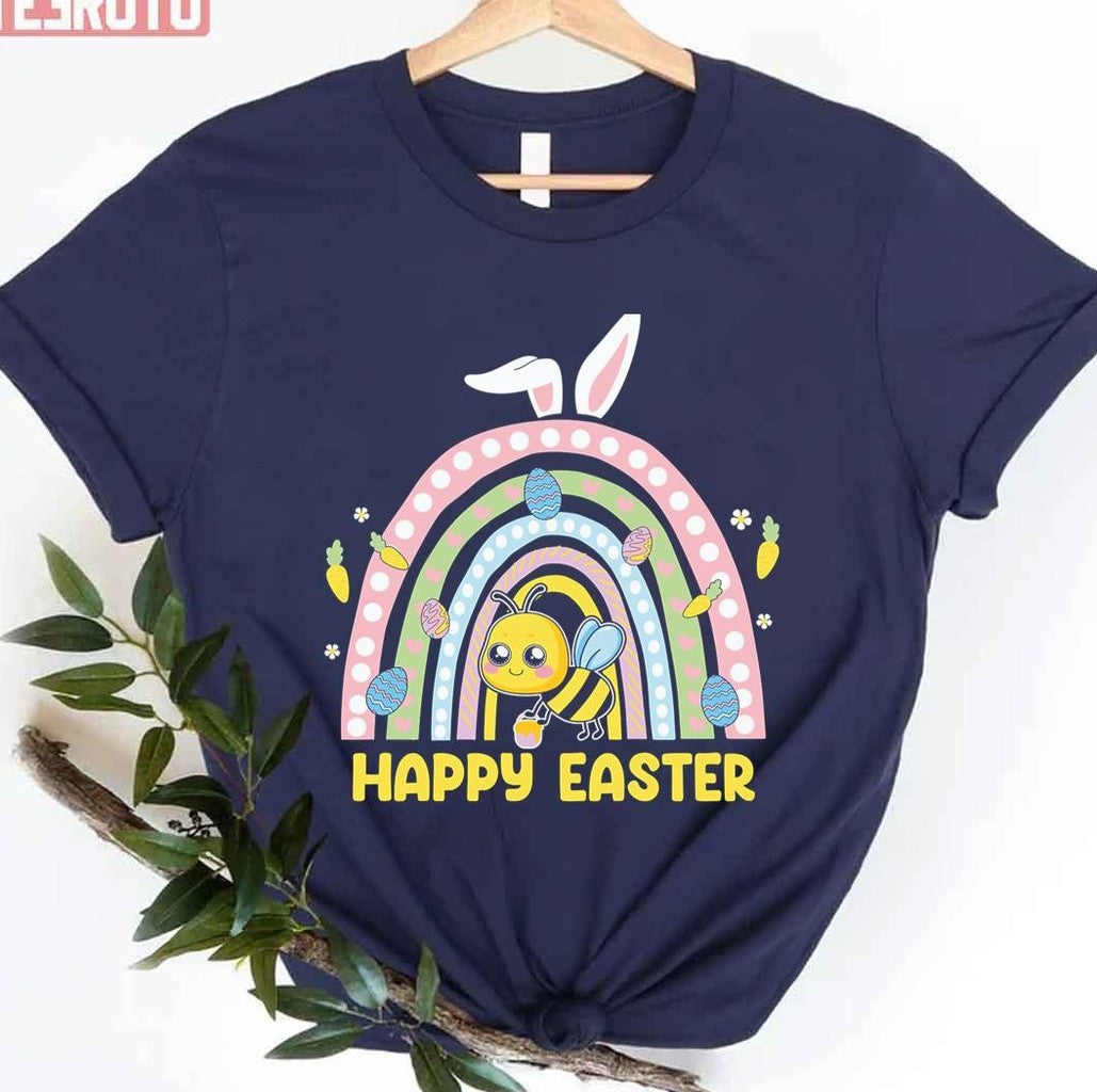 Bee Happy Easter Rainbow Unisex T-shirt