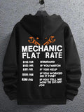 Men's Mechanic Flat Rate Hoodie with Letter Print, Casual Regular Fit Long Sleeve Sweatshirt, Men's Spring & Fall Everyday FashionÂ 