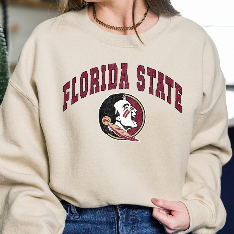 Florida State Seminoles Vintage Football NCAA Trendy Sweatshirt, Florida State University Unisex Football NCAA Shirt, Gift For Men, Gift For Girls, Cr