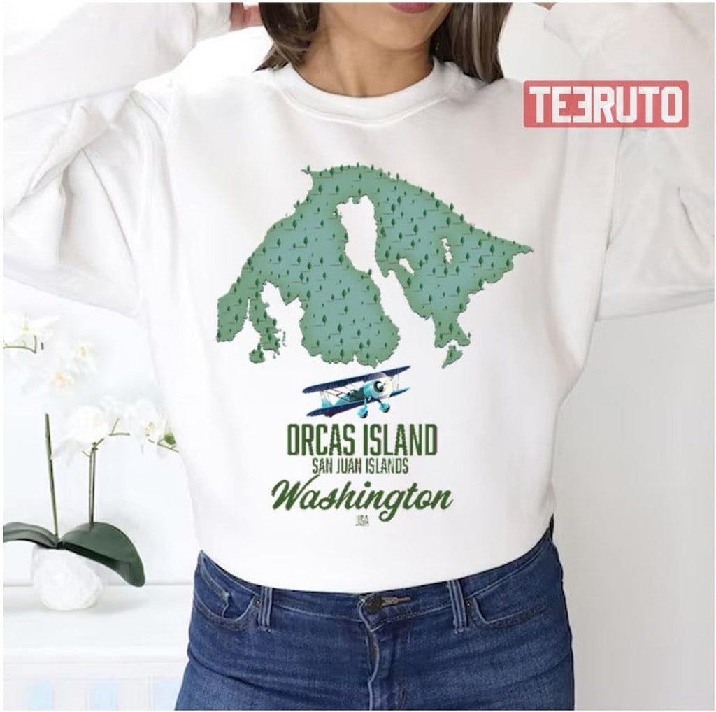 Orcas Island Washington Usa Map Poster Unisex Sweatshirt