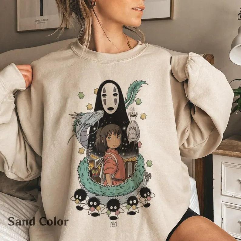 Spirited Away Studio Ghibli Sweatshirt, Ghibli Totoro Sweatshirt Gift, Ghibli No Face Hoodie, Hayao Miyazaki, Howl's Moving Castle, Calcifer
