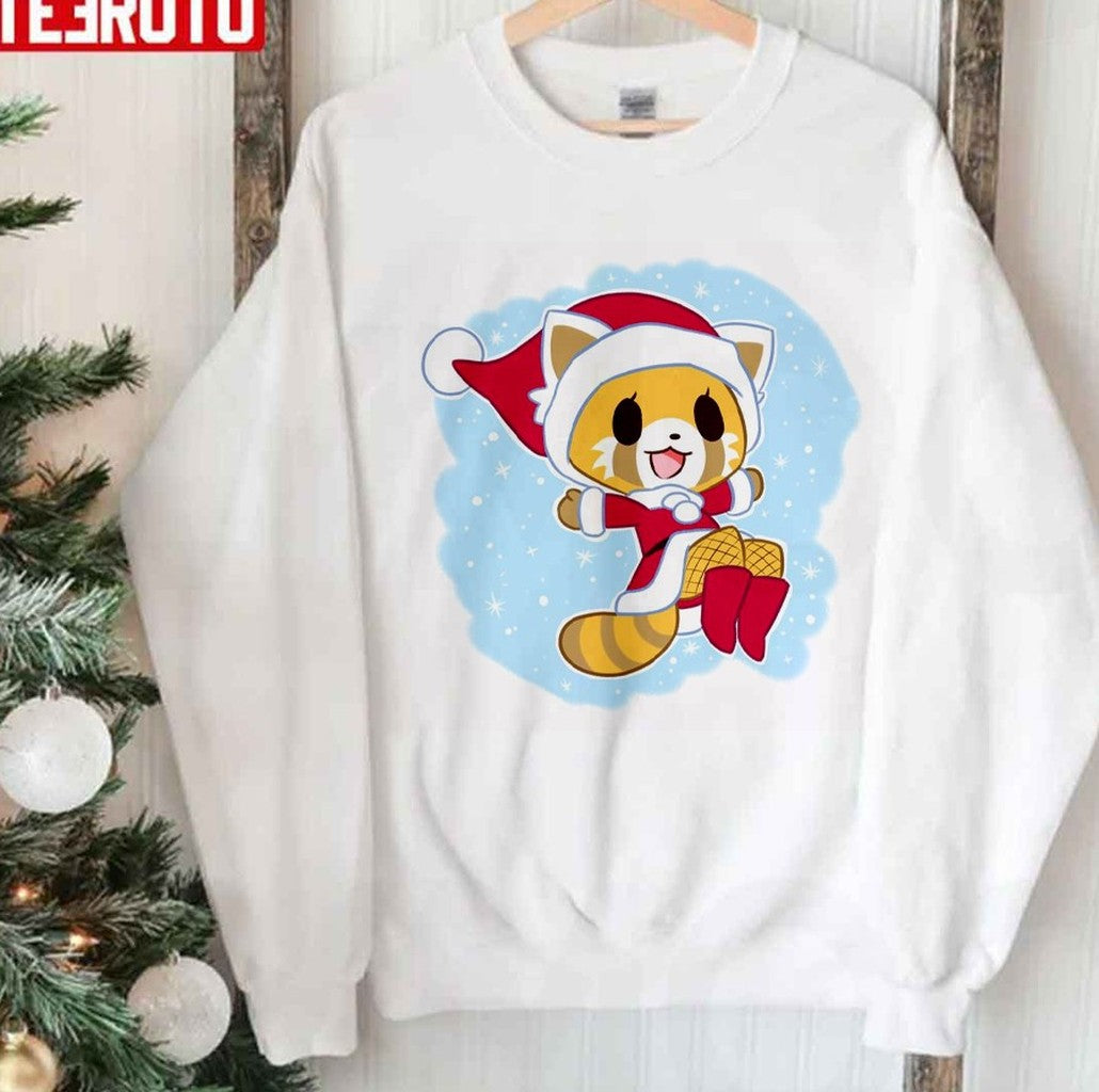 Santa Suit Aggretsuko Cartoon Christmas Design Unisex Sweatshirt