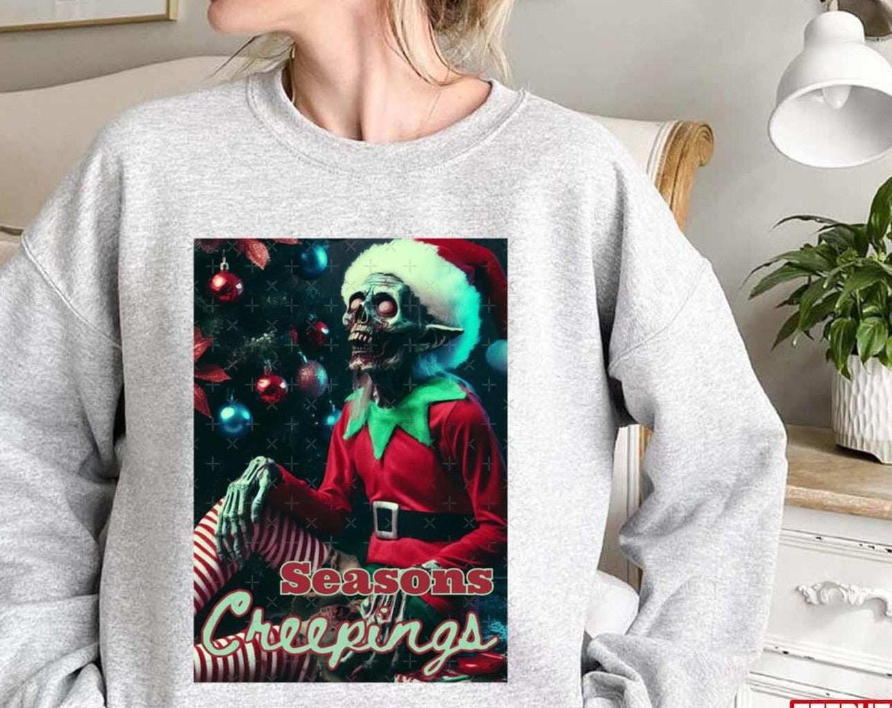 Seasons Creepings Christmas Zombie Elf Unisex Sweatshirt