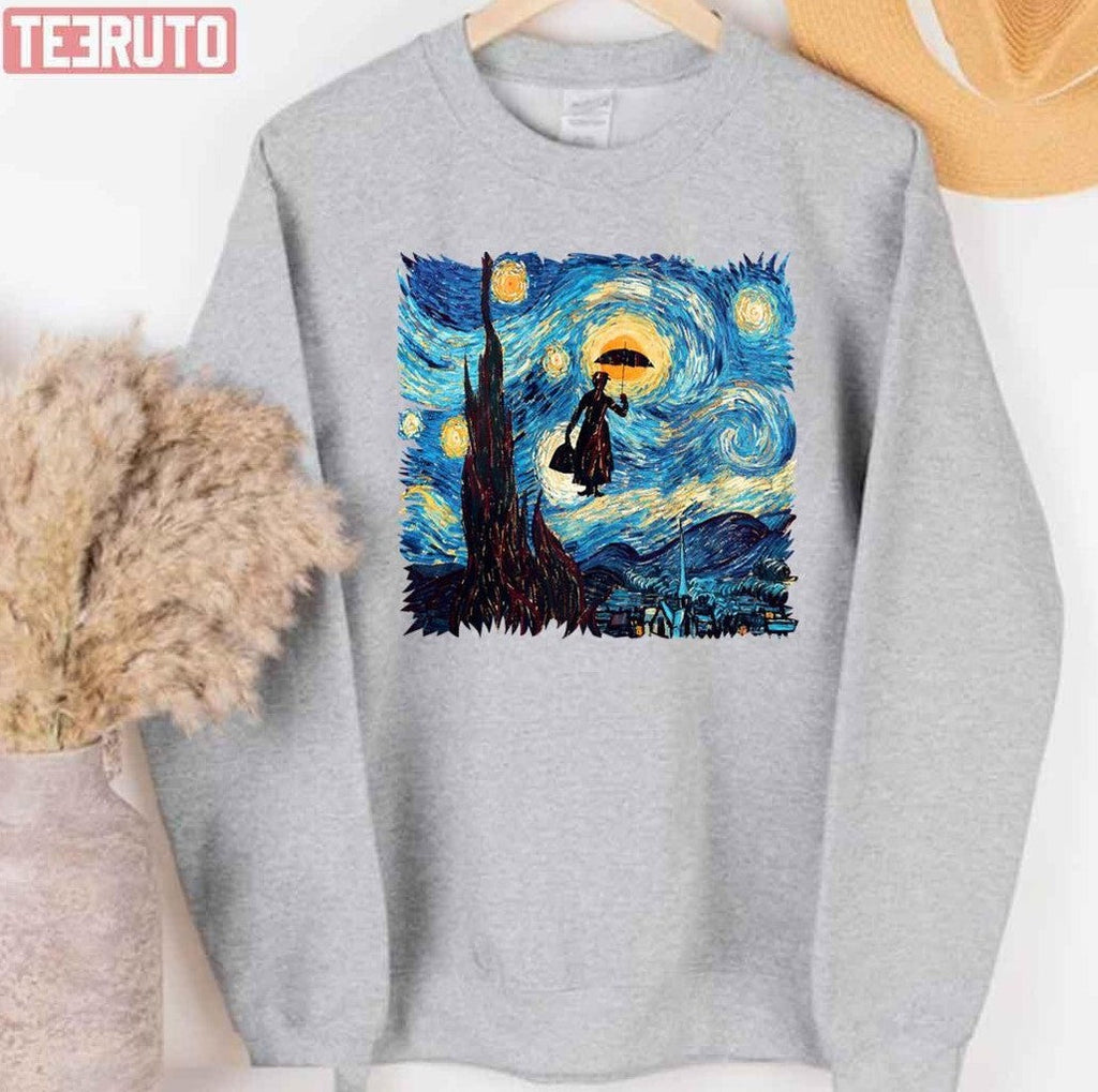 The Flying Lady With An Umbrella Oil Painting Unisex T-Shirt