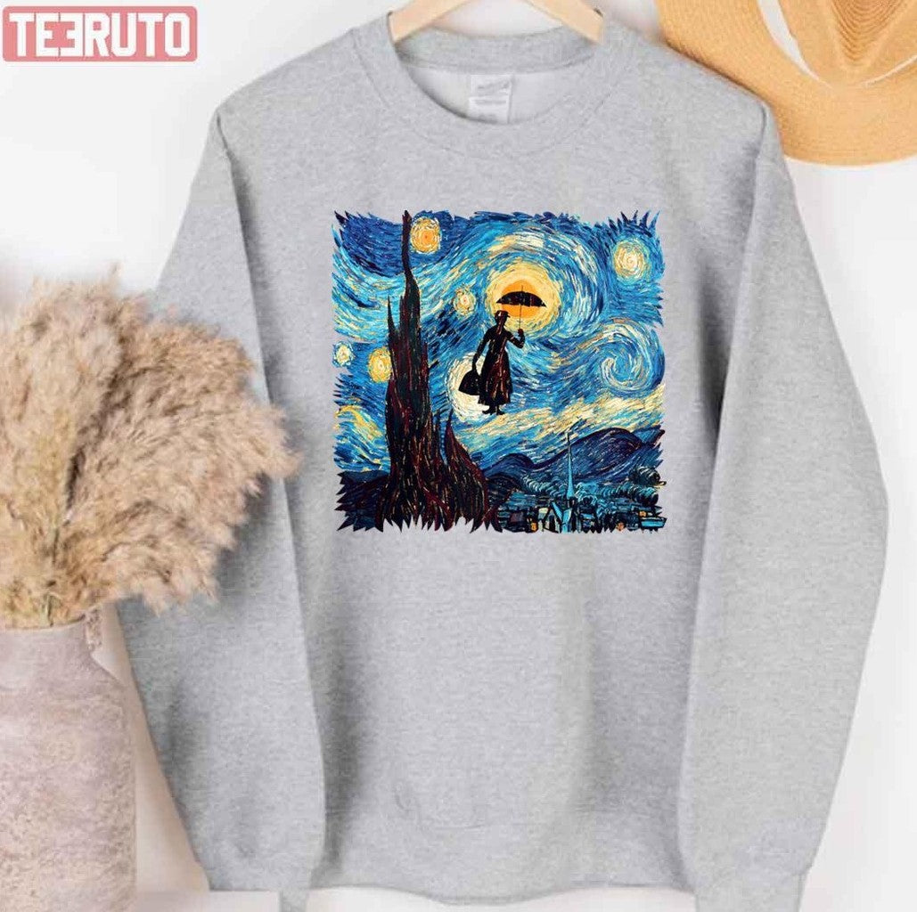 The Flying Lady With An Umbrella Oil Painting Unisex T-Shirt