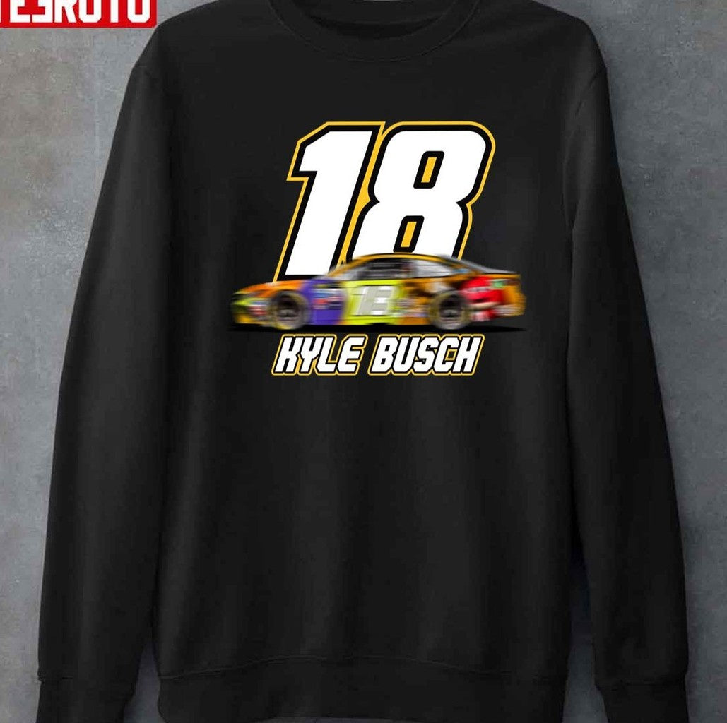 Racing Car Kyle Busch 18 Gift For Fans Design Unisex T-shirt