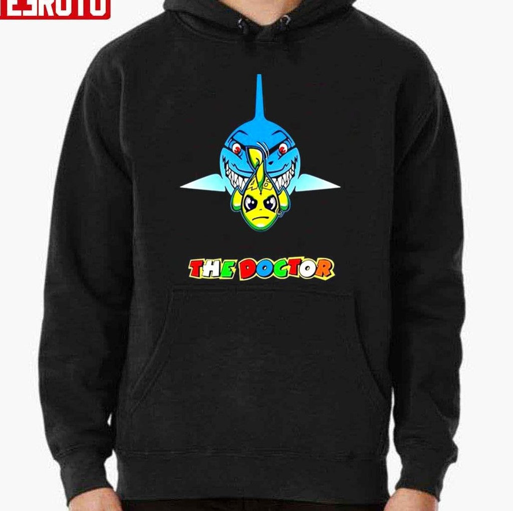 The Doctor Chased By A Shark Valentino Rossi Unisex Hoodie