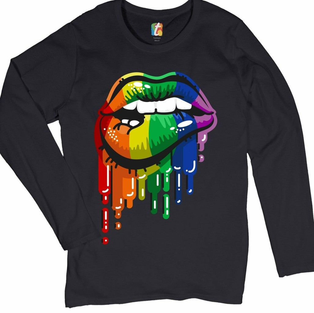 Sexy Melting Rainbow Lips Women_s Long Sleeve T-shirt