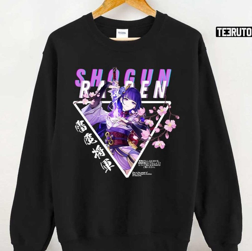 Raiden Shogun Baal Genshin Impact New Character Anime Art With Sakura Unisex T-Shirt