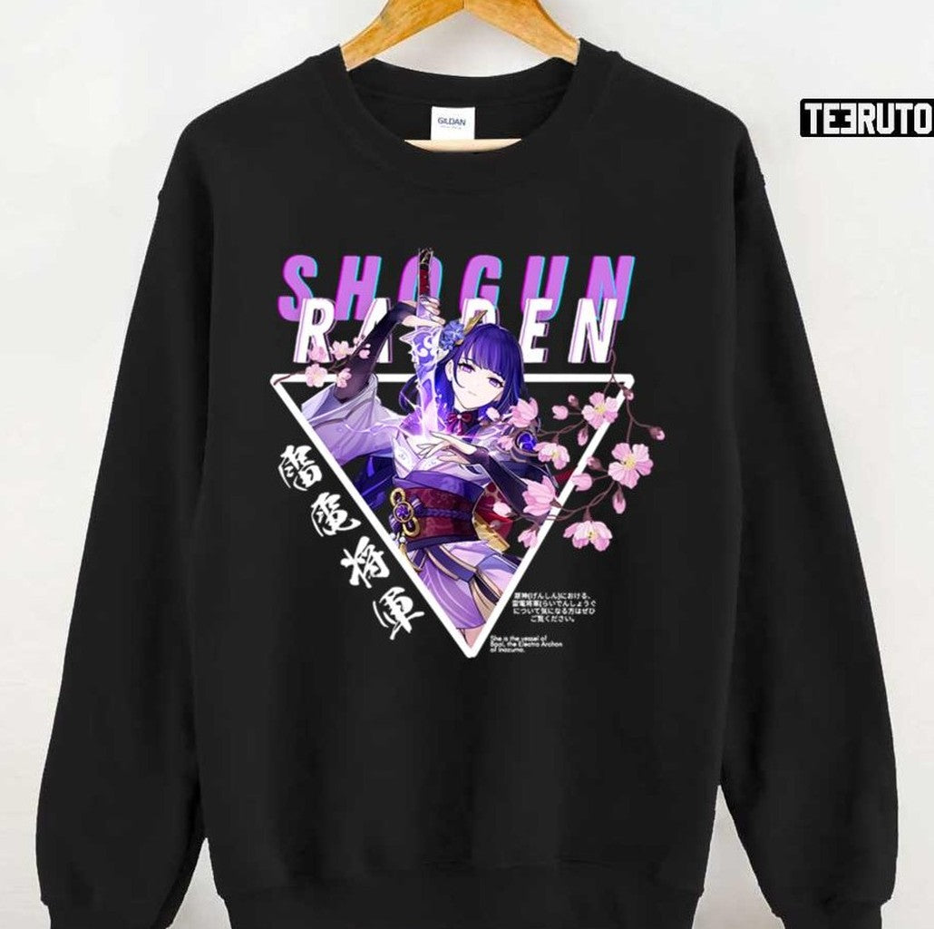 Raiden Shogun Baal Genshin Impact New Character Anime Art With Sakura Unisex T-Shirt