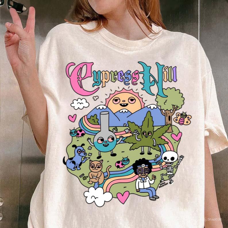 Cypress Hill - Happy Time T-Shirt Cute Rainbow Sunny T-Shirt Casual Cotton