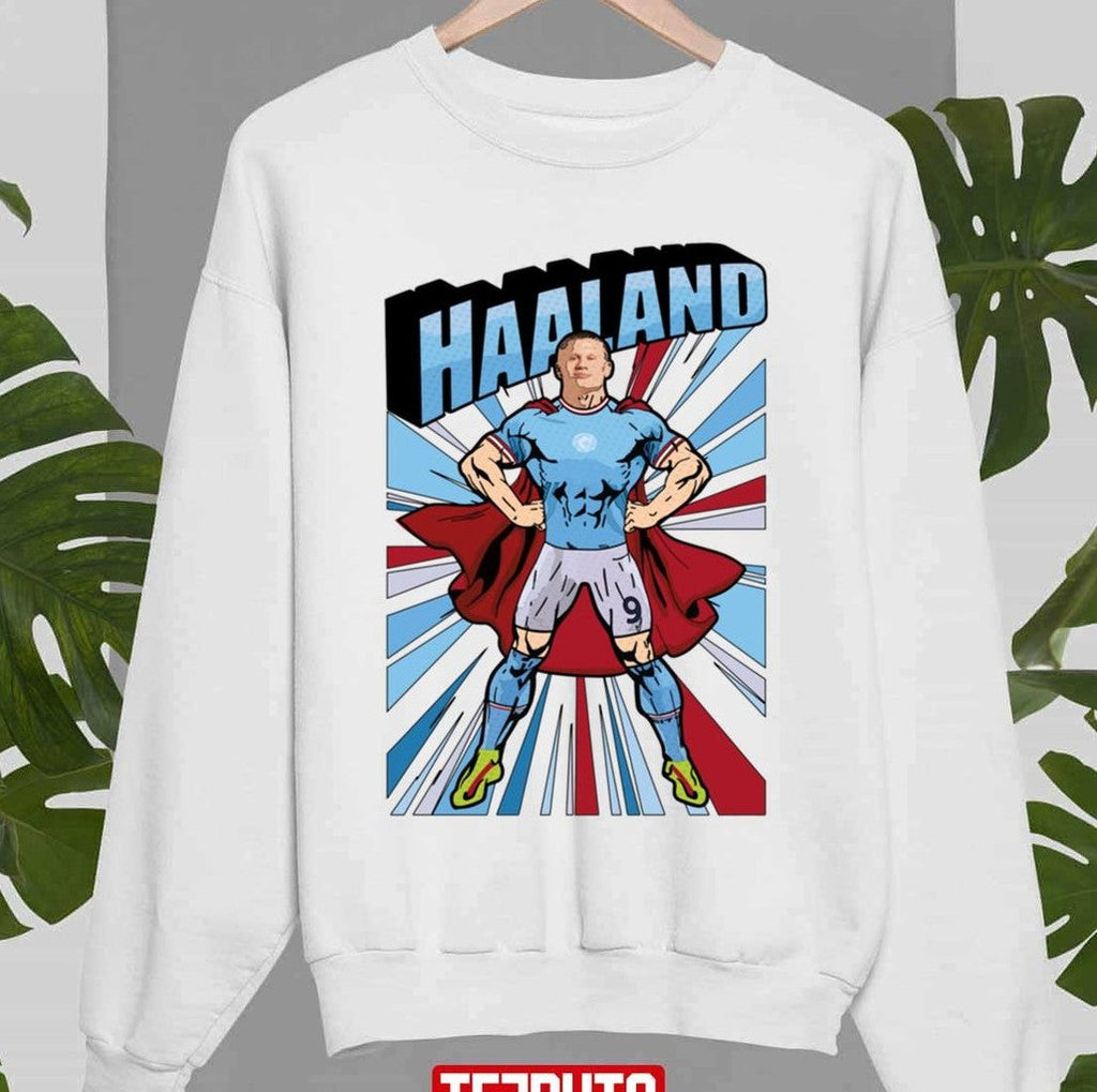 Superhero Goal Machine Artwork Erling Haaland Unisex Sweatshirt