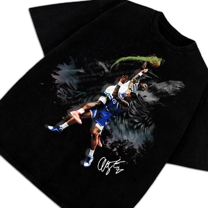 Anthony Edwards Minnesota Howling Wolves Dunk Custom Design Graphic T-Shirt Crewneck Cotton