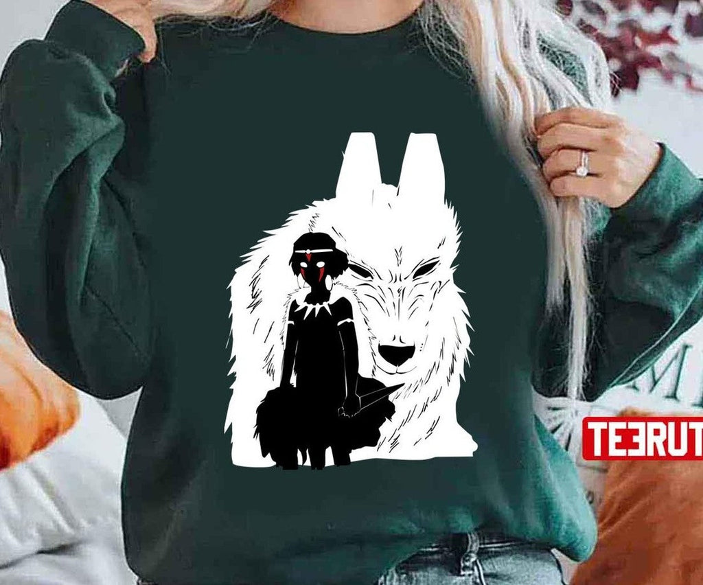 Princess Mononoke And Wolf Illustration Unisex Hoodie