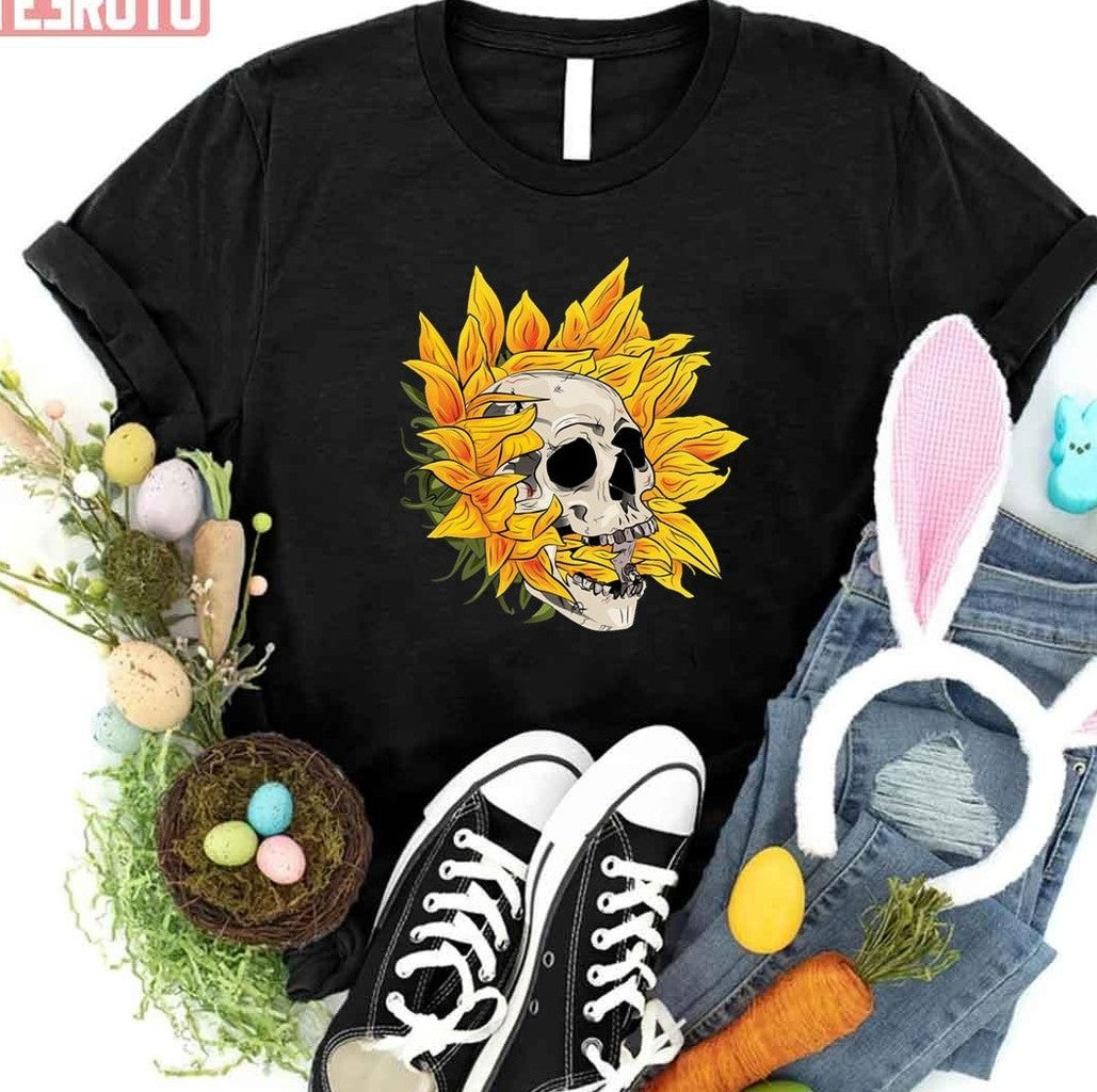 Sunflower Skull Halloween Unisex T-Shirt