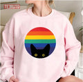 Peeking Cat In Rainbow Circle Unisex Sweatshirt