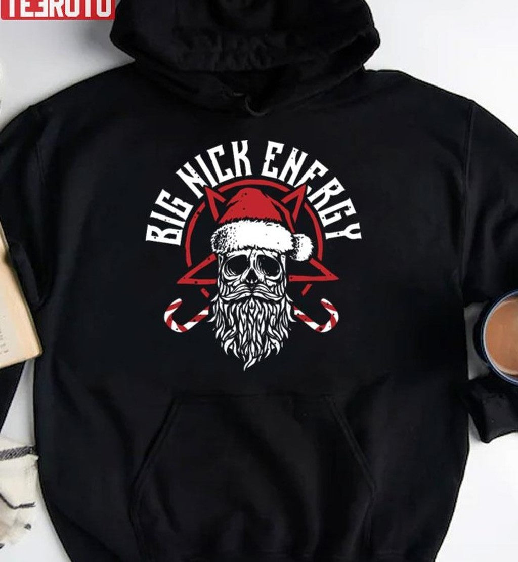 Big Nick Energy Funny Santaa Claus Skull Beard Unisex Sweatshirt