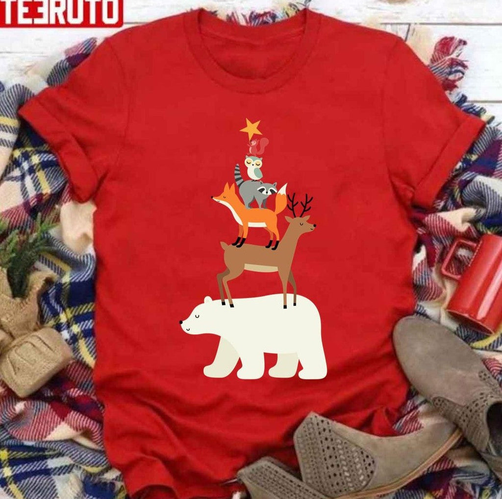 Picking Stars Animal Christmas Tree Unisex Sweatshirt
