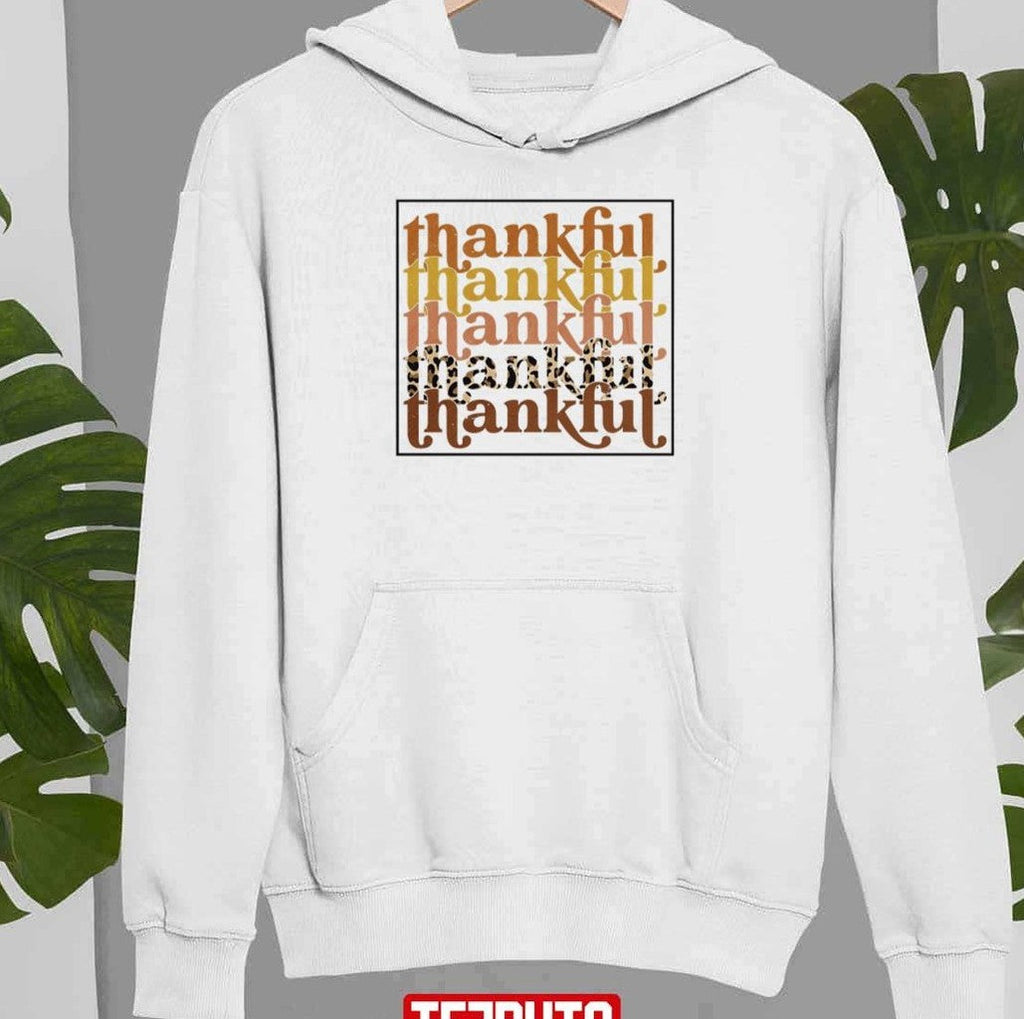 Thankful Cute Fall Leopard Thanksgiving Pumpkin Season Unisex Sweatshirt