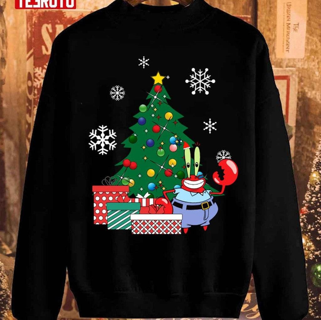Mr Krabs Around The Christmas Tree Spongebob Unisex Sweatshirt