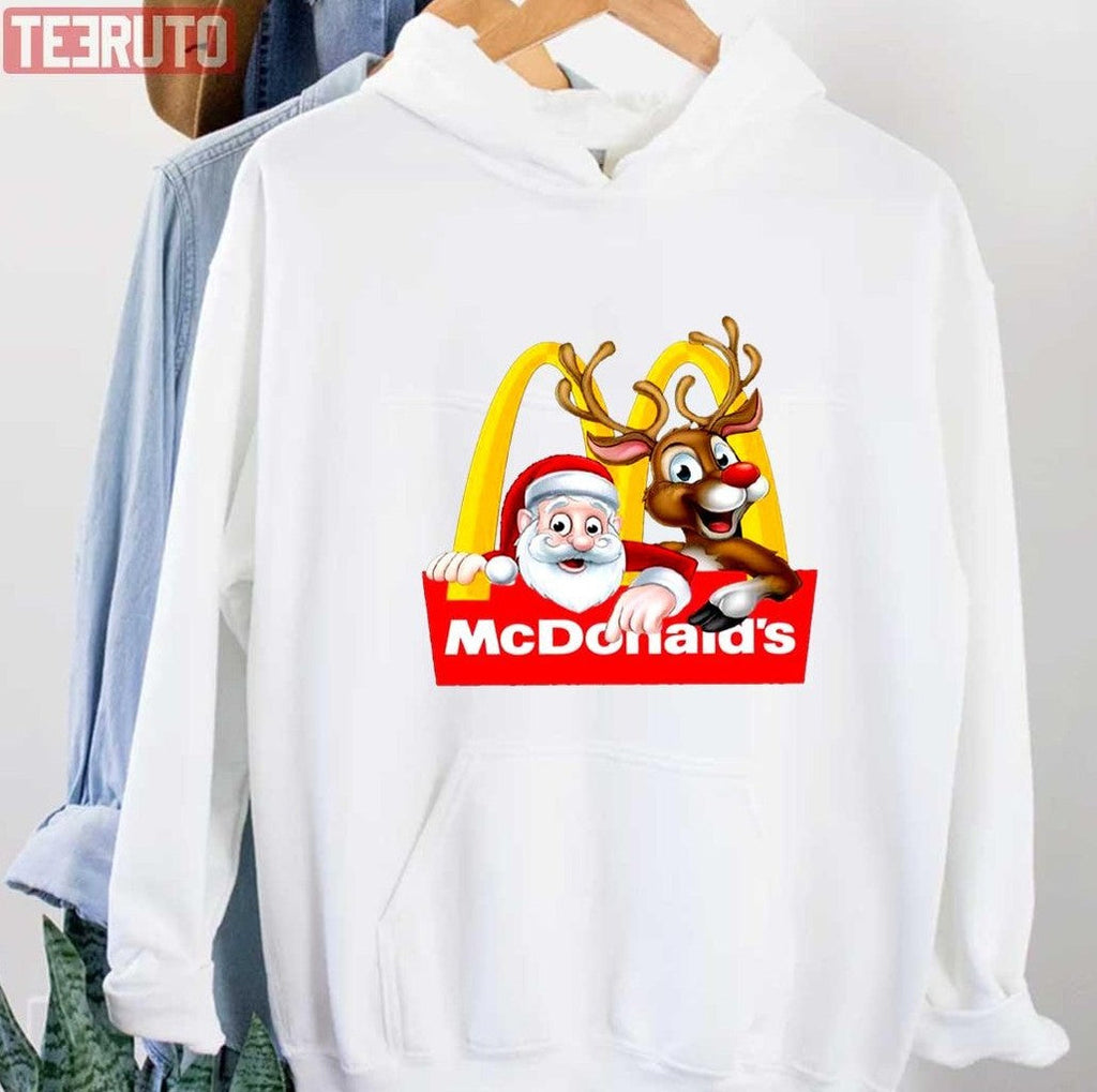 Santa Reindeer McDonalds Merry Christmas Unisex T-Shirt