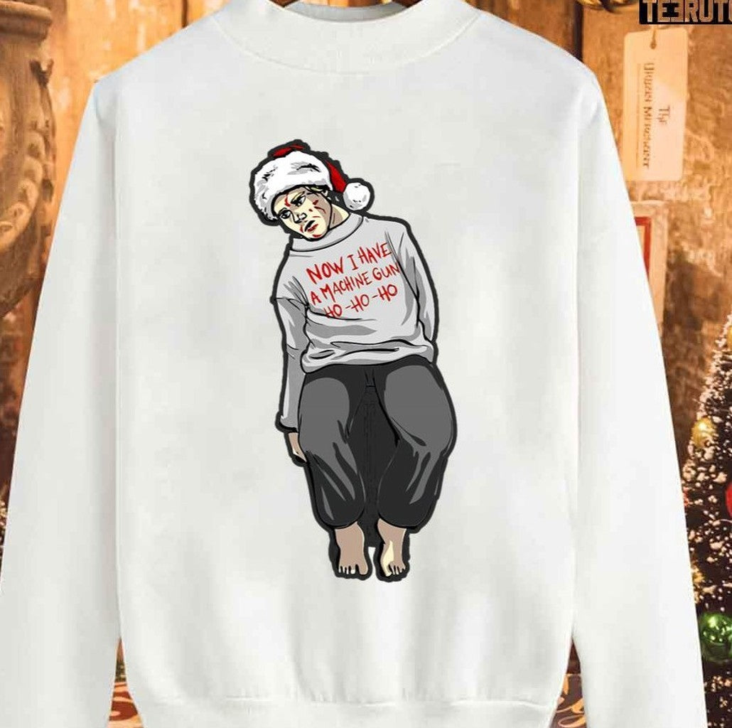 Santa Christmas Halftone Pattern Now I Have A Machine Gun Unisex Sweatshirt