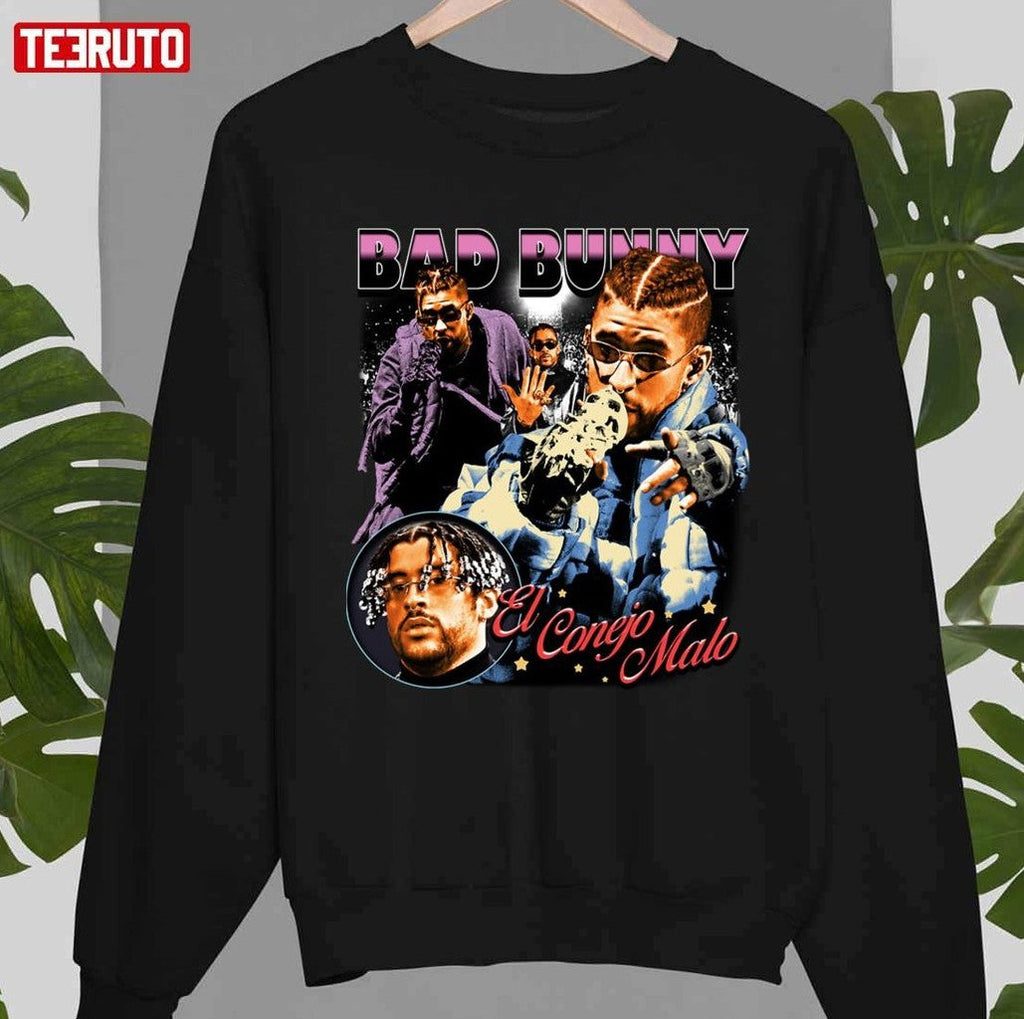 Bad Bunny Rap Vintage El Conejo Malo Aethestic Retro Unisex T-shirt