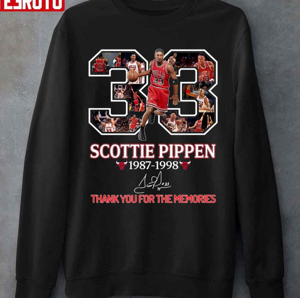 Scottie 33 Pippen Basketball Signed 1987 1998 Unisex Hoodie