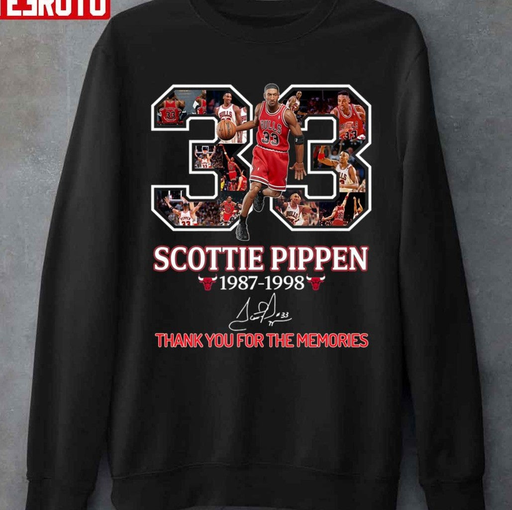 Scottie 33 Pippen Basketball Signed 1987 1998 Unisex Hoodie