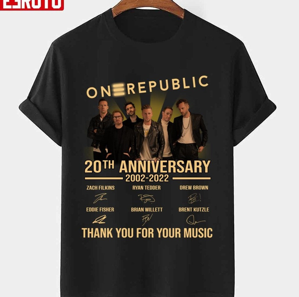 20th Anniversary Onerepublic 2002 2022 Thank You For Memories Signatures Unisex T-Shirt