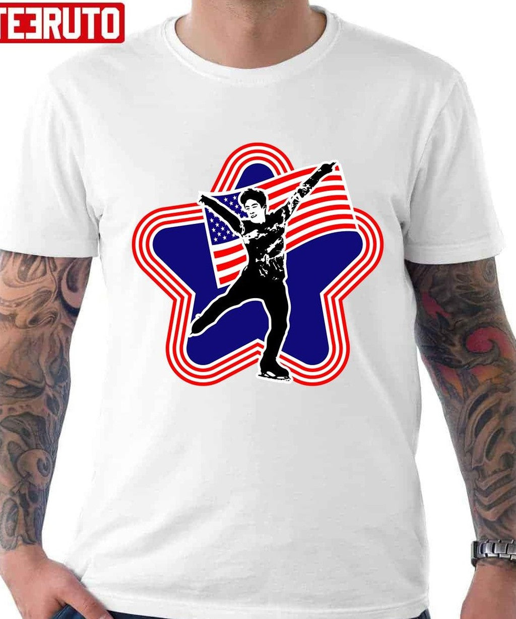 Nathan Chen Holding American Flag Unisex T-Shirt