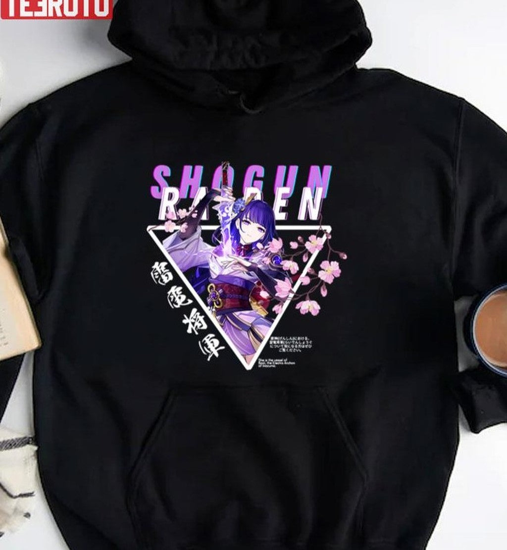 Raiden Shogun Baal Genshin Impact New Character Anime Art With Sakura Unisex T-Shirt