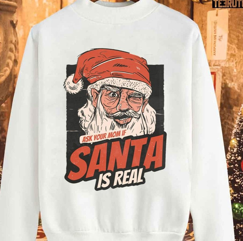 Santa Is Real Christmas Vintage Unisex Sweatshirt