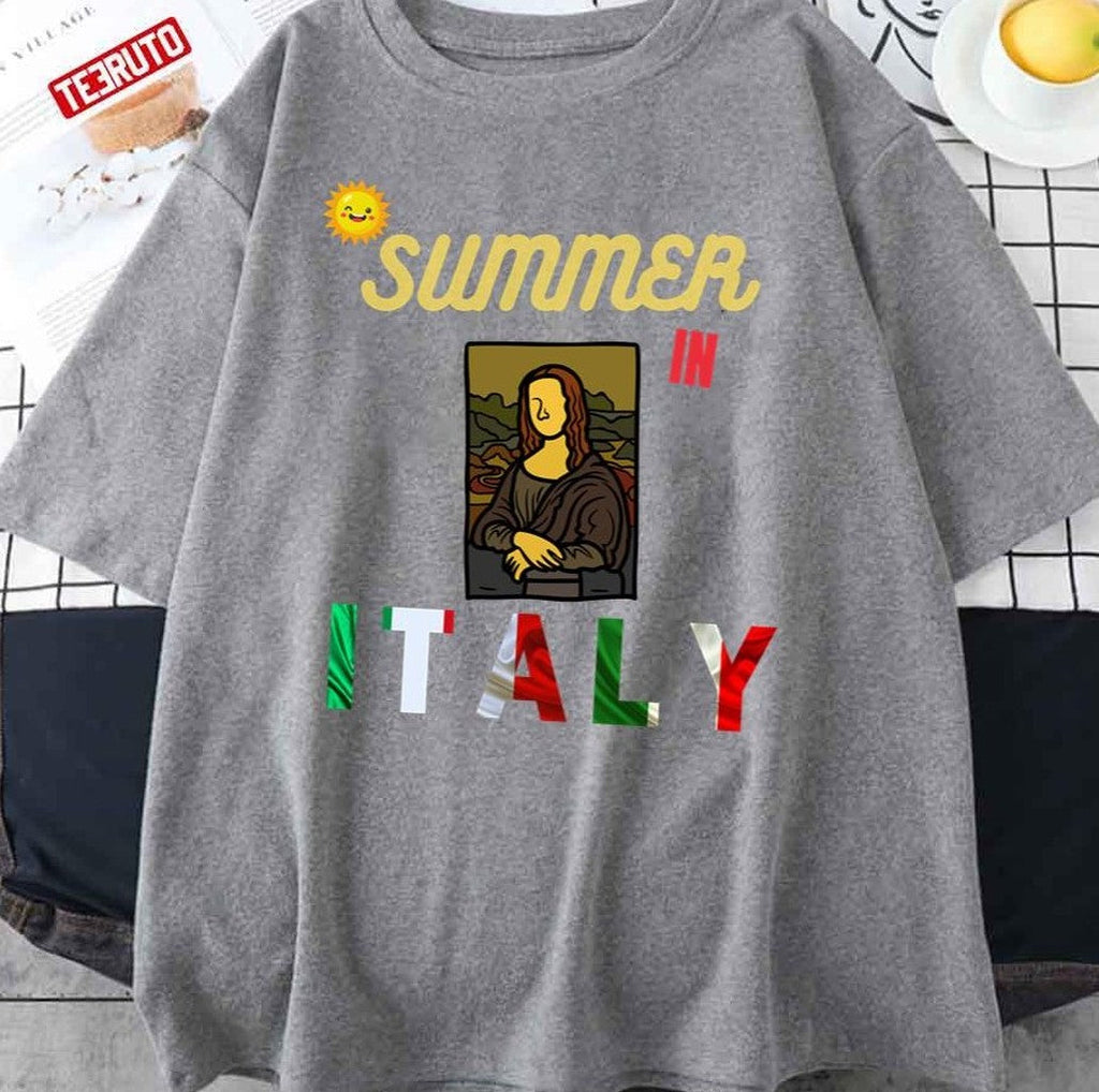 Summer In Italy Mona Lisa Painting Design Unisex T-Shirt