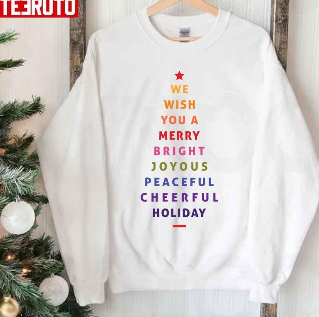 Pine Tree We Wish You Happy Christmas And Happy New Year Unisex Sweatshirt