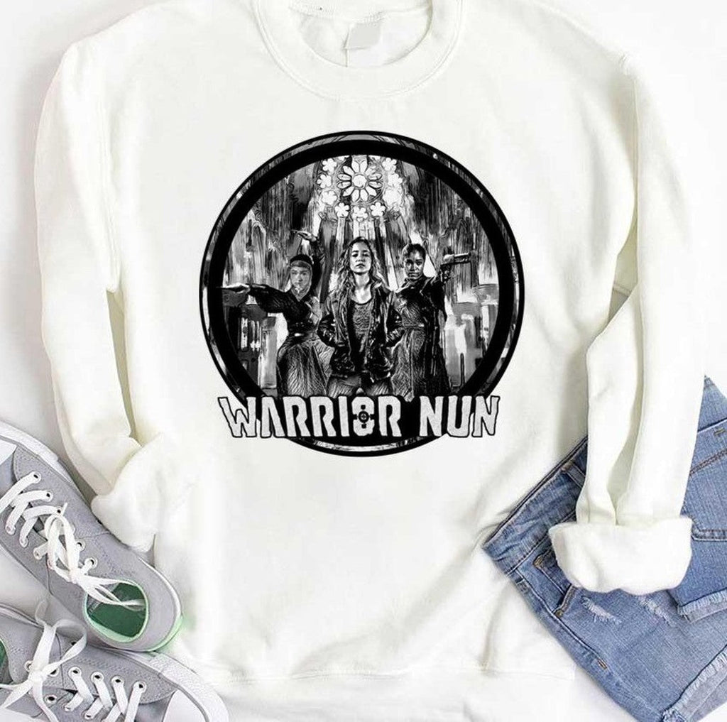 Black And White Round Design Warrior Nun Unisex Hoodie