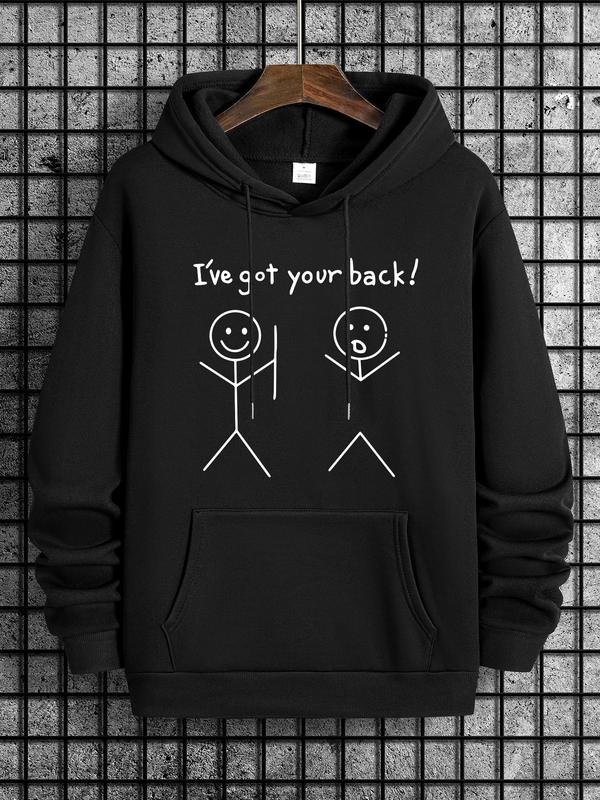 Unisex Men's Cartoon Graphic Essentials Hoodie, Casual Pocket Sweatshirt, Long Sleeve Top for Spring & Fall Daily Wear, Men's FashionÂ 