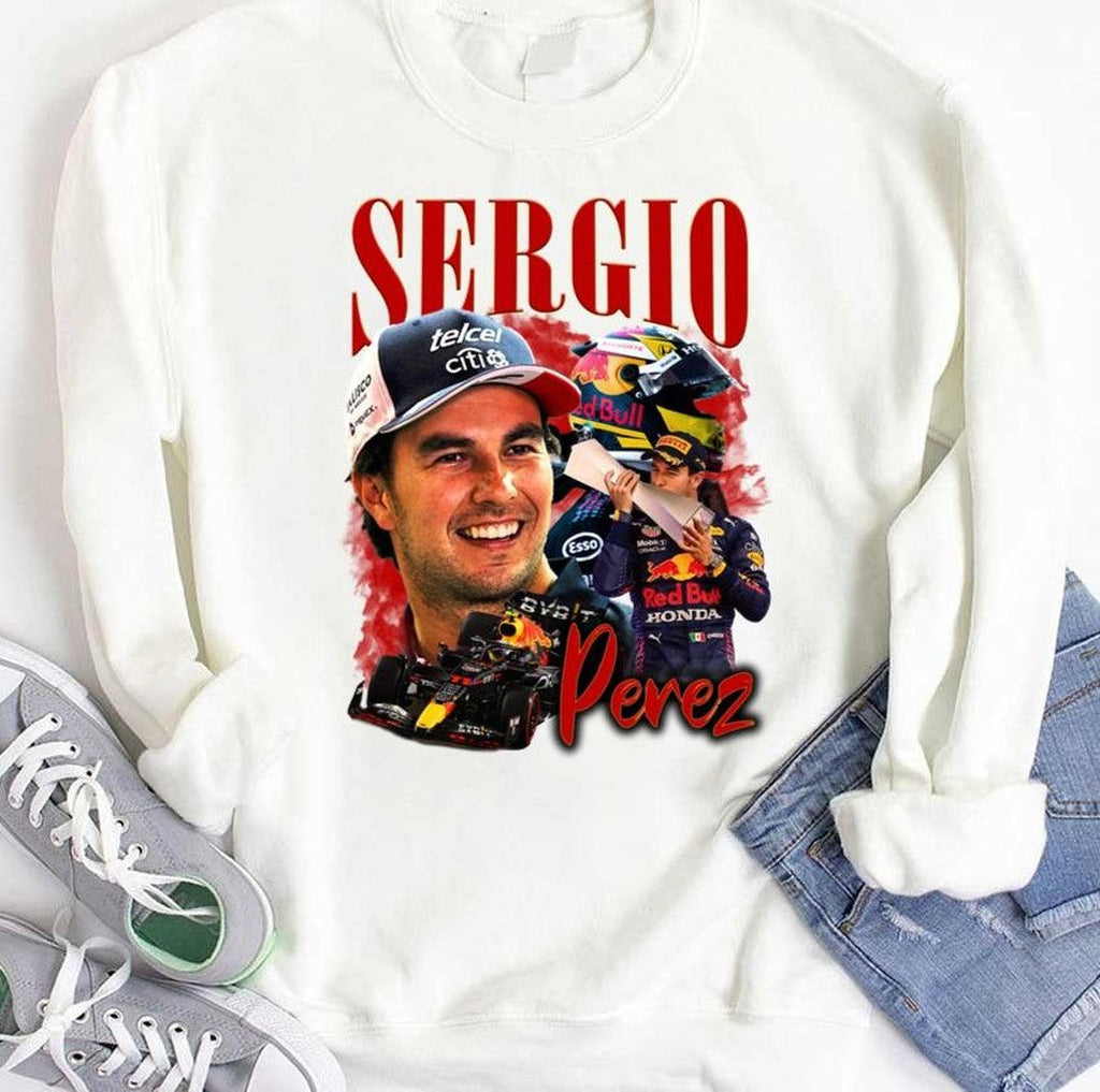 Sergio Perez Vintage Car Racing Collage Unisex Hoodie