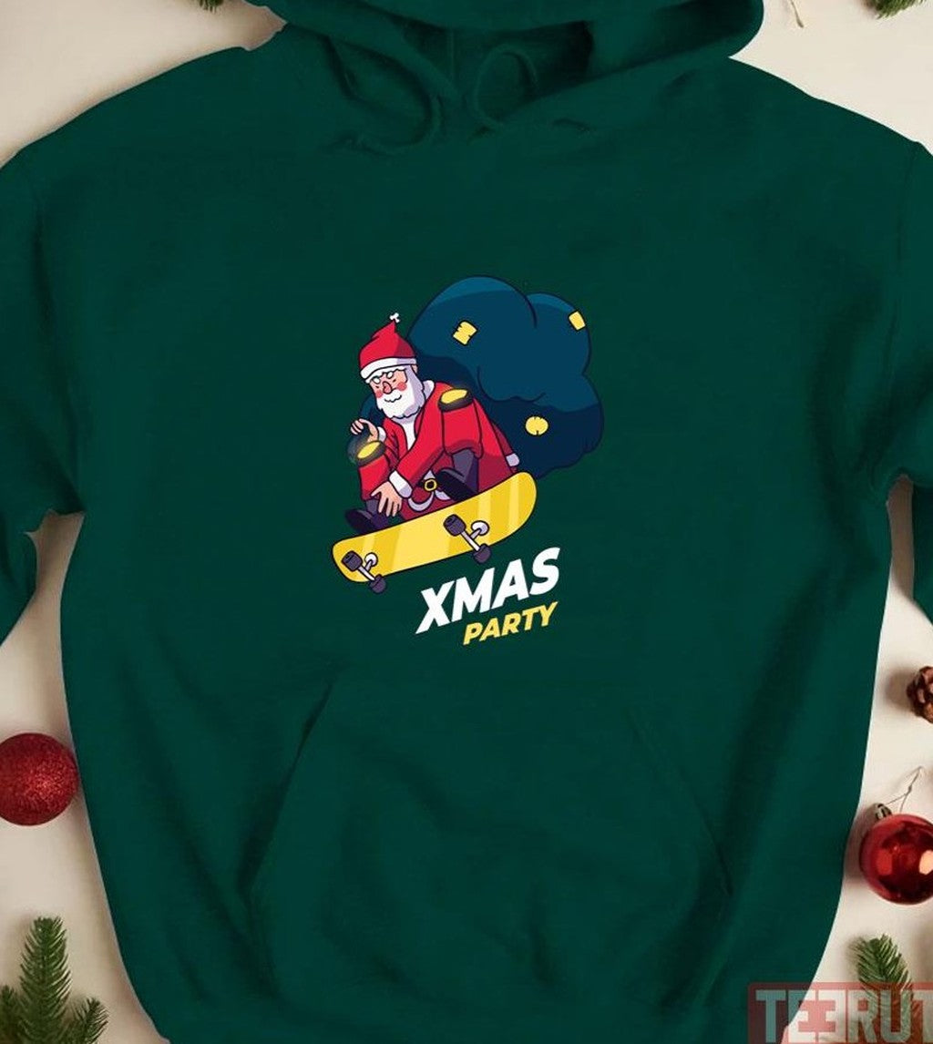 Santa Claus Skateboars Merry Christmas Party 1 Unisex Sweatshirt
