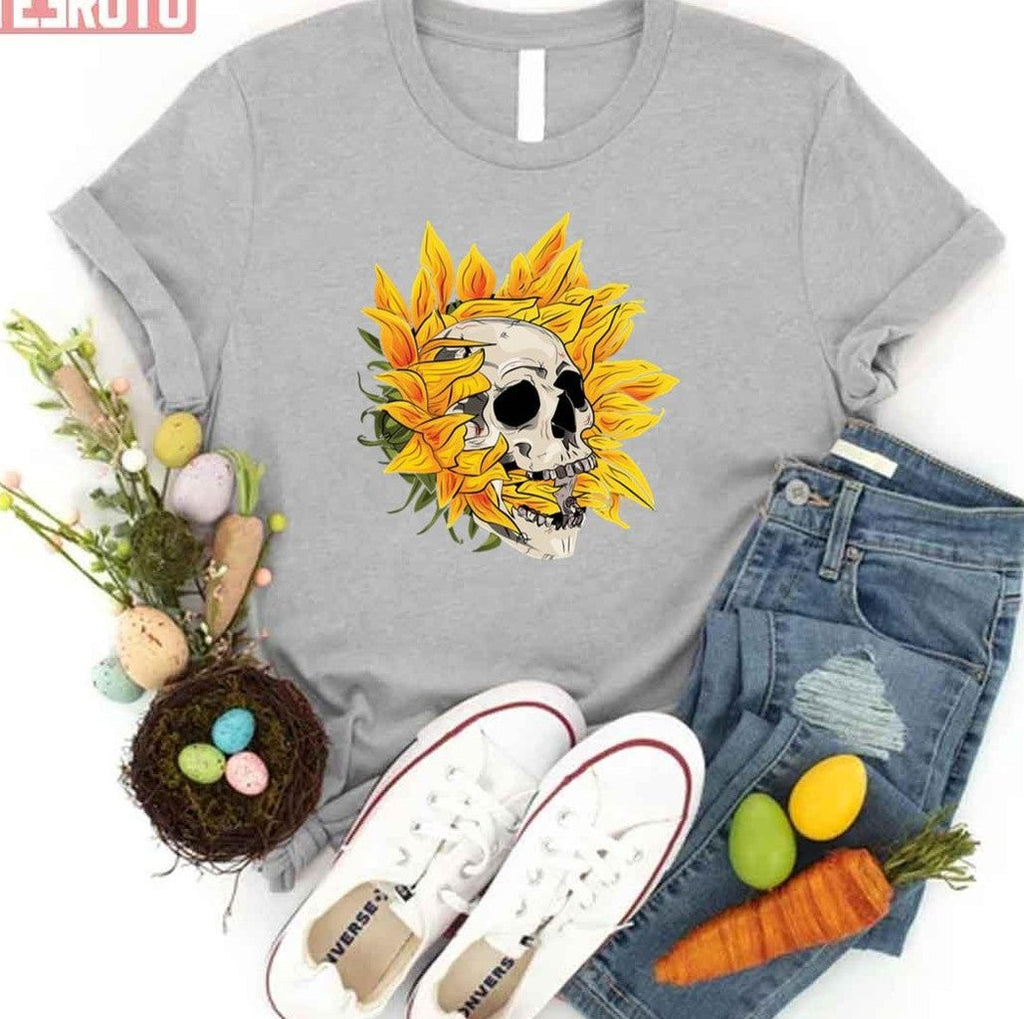 Sunflower Skull Halloween Unisex T-Shirt