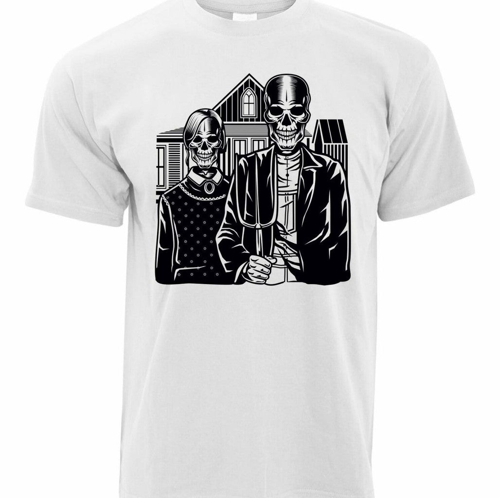 Skeleton Gothic House In Eldon Parody Of American Unisex T-Shirt