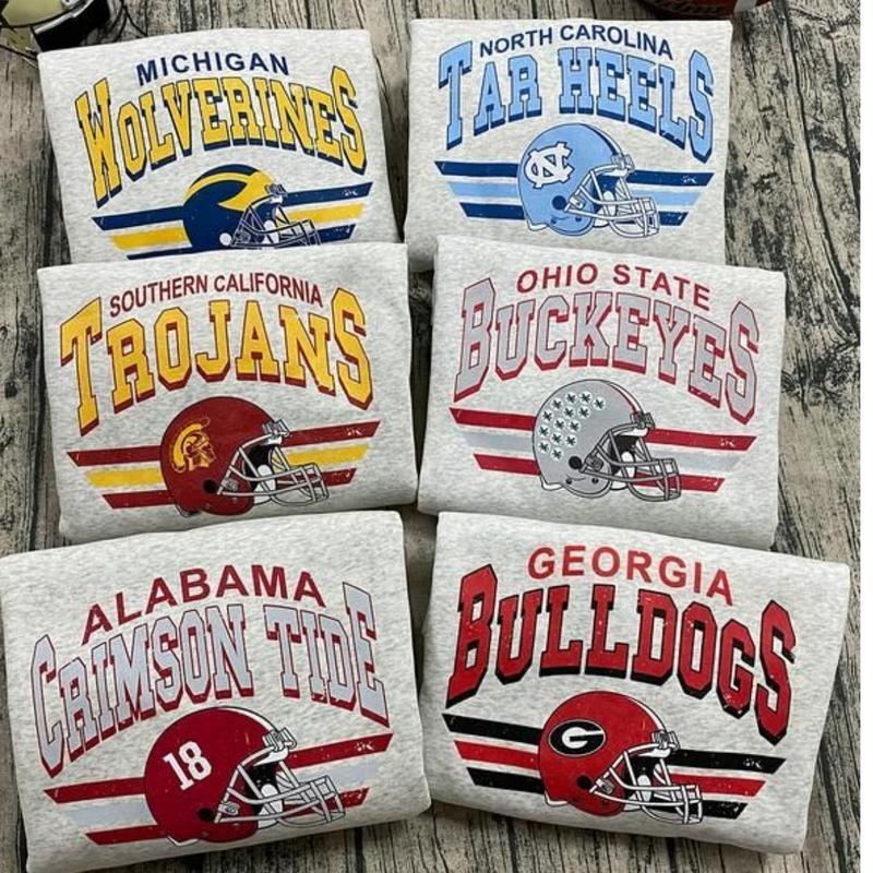 Vintage Football NCAA Sweatshirt, Ash Grey, Vintage Sweatshirt All Teams NCAA, Classic Sport Sweatshirt, Gifts For Football Fan Sport, Crewneck Menswe